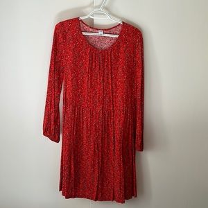 Old Navy Red/Orange Floral Print Swing Dress